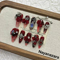 Enchanted Dark Red Rose Handmade Press-on Nails | Nayanazara