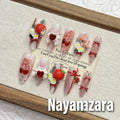Festive Red Cat Eye Handmade Press-on Nails | Nayanazara