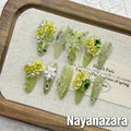 Gradient Green Forest Butterfly Press-on Nails | Nayanazara