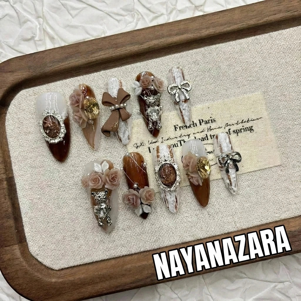 Maillard Coffee Brown Cat Eye Press-on Nails | Nayanazara