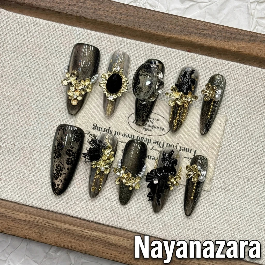 Dark Series Cat Eye Luxury Press-on Nails | Nayanazara