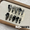Elegant Apricot 3D Relief Rhinestone Press-on Nails | Nayanazara