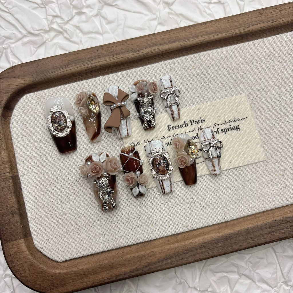 Maillard Coffee Brown Cat Eye Press-on Nails | Nayanazara