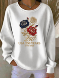 USA 250 Years Celebration Rose Print Sweatshirt